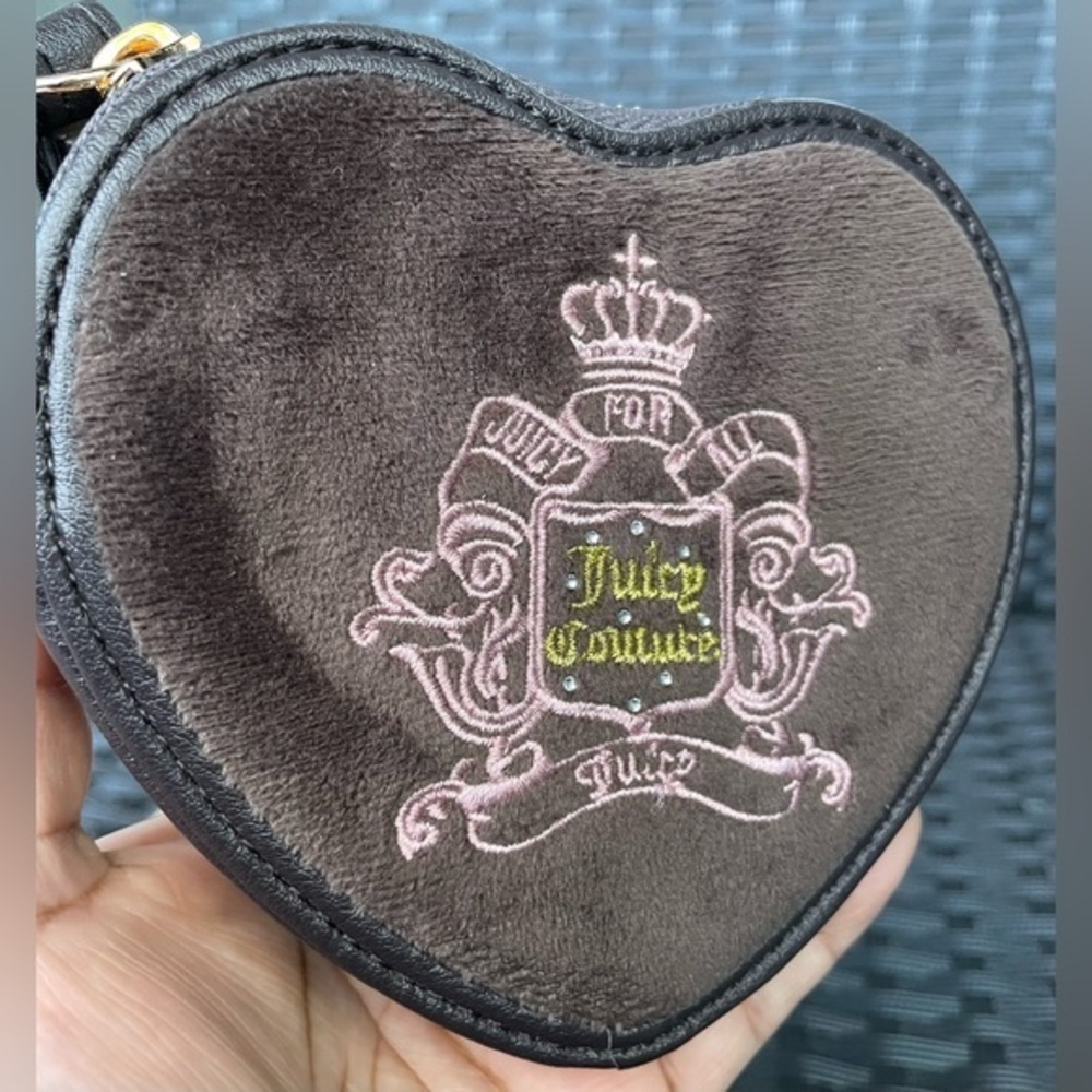 Juicy Couture Brown Heart Velvet Pouch